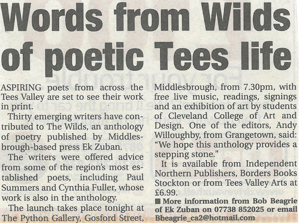 2007-10-04, evening gazette, words from wilds